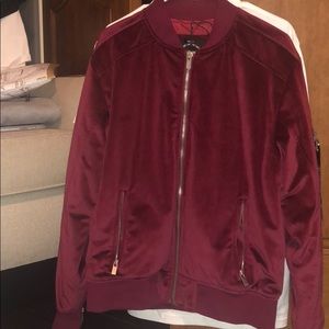 Maroon velour bomber jacket